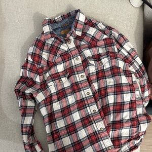 Plaid Womens Shirt - Red and White